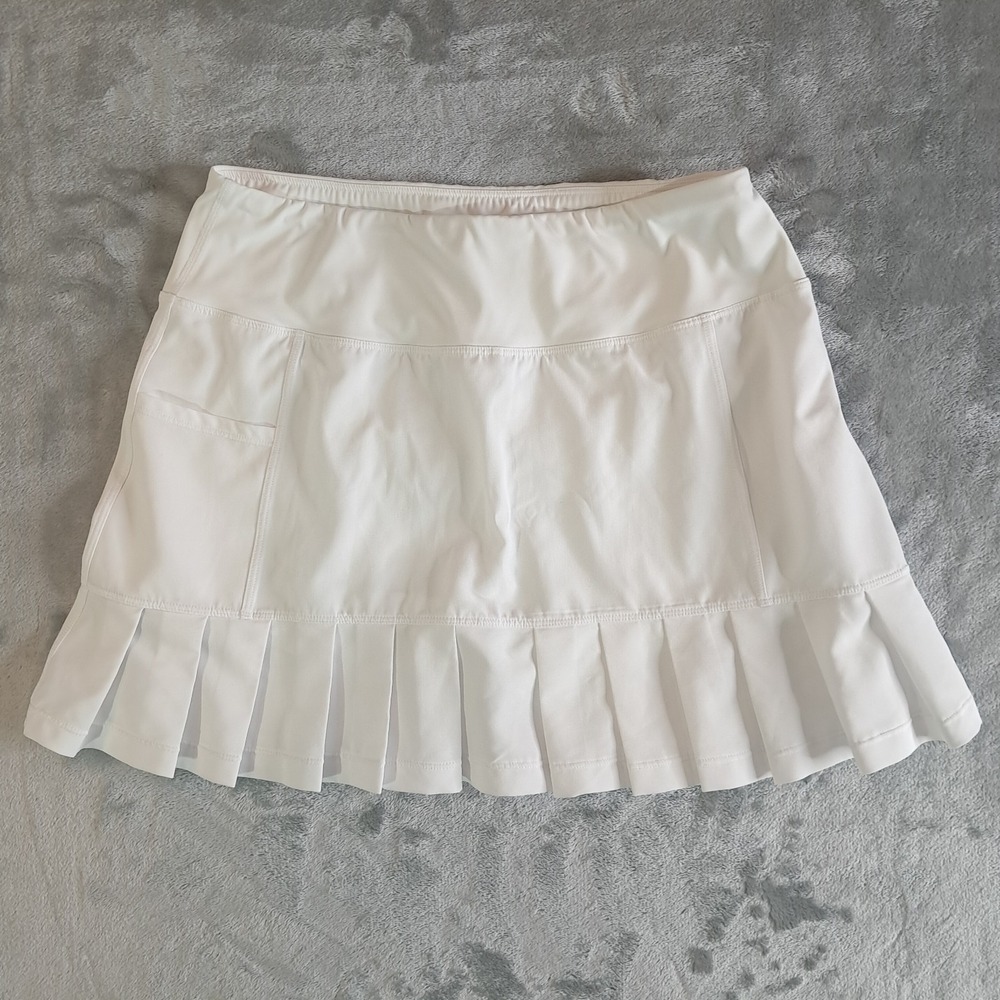 Addison Bay Court Skort White Stretchy Pleats Tennis Pickleball Skirt Size Small
